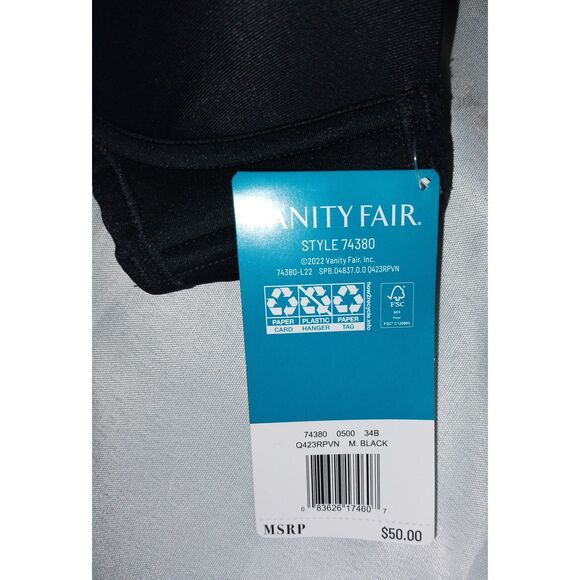 Vanity Fair 34B Black Strapless Bra Removable Straps NWT - Picture 5 of 8